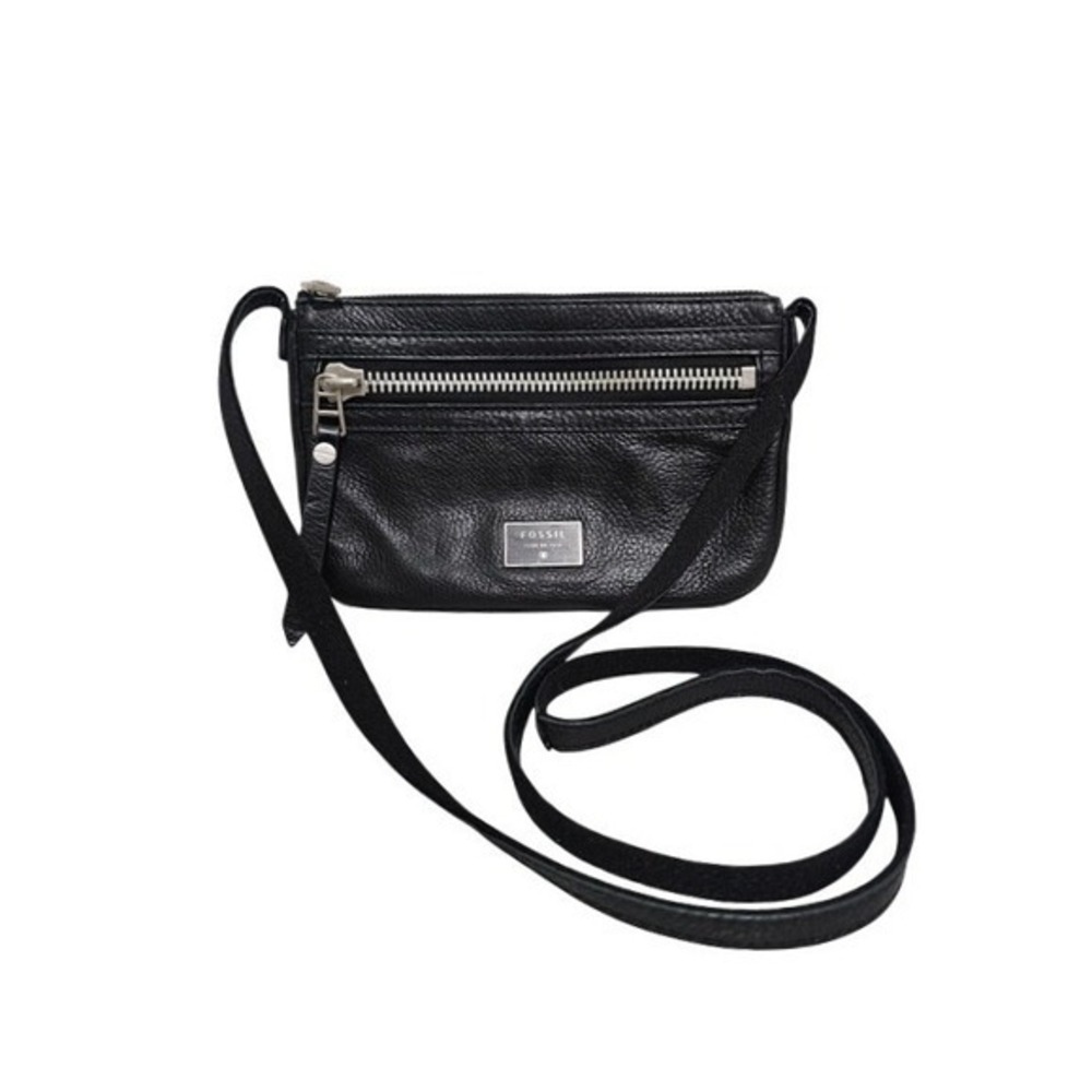 Fossil Dawson Crossbody Bag Small Black Pebbled Leather Issue No. 1954 Utility ~